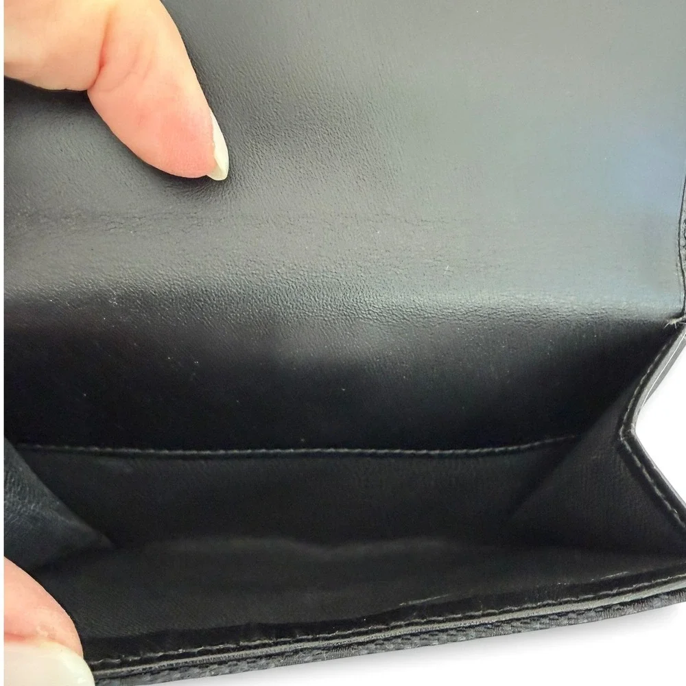 Gucci Vintage GG Canvas Black Leather Piston Clasp Bifold Wallet Made in Italy - Picture 5 of 12